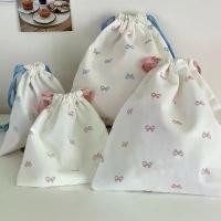 ราคา Cute Pink Bowknot Print Travel Skincare Drawstring Storage Bag Makeup Bag Underwear Clothing Bag Portable Organizer Bag (1734387433227453987)