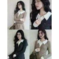 ราคา Knit Patch White Collar Long Sleeve Top&Long Skirt Set (1734035708918269137)