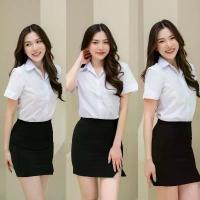 ราคา COD เสื้อนักศึกษาหญิง แขนสามเหลี่ยมถูกระเบียบ ผ้ามัน (ไมโคร) ทรงเข้ารูป สีขาวนวล/ขาวสว่างผ้ารีดเรียบไม่ยับง่าย อายไลเนอร์ ติดทน (1733719126976923016)