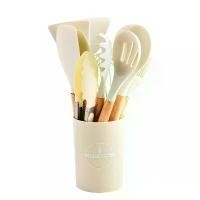 ราคา เครื่องครัว ชุดเครื่องครัวซิลิโคน 12 ชิ้น ด้ามไม้ พร้อมหลอดเก็บของ ช้อนทำอาหาร ไม้พาย และกระทะไม่ติดกระทะ สายสะพาย ใส่ ธนบัตร สายสะพาย ใส่ ธนบัตร พวง มาลัย เงิน พวง มาลัย (1732817656668521484)