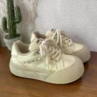 ราคา รองเท้าแพลตฟอร์ม, รองเท้าผ้าใบสันทนาการที่ขายดีที่สุด, รองเท้าผ้าใบกีฬาน่ารัก, รองเท้า Super Hot, Fufu นม, นิ้วเท้ายาว, สีขาว, สำหรับผู้หญิง (1731532834057980036)