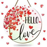 ราคา ป้ายไม้แขวนวันวาเลนไทน์ Whaline ป้ายไม้ "Hello Love Welcome" พร้อมลายหัวใจสีแดงแบบสีน้ำ สำหรับตกแต่งประตู ต้นไม้ ระเบียง ผนังภายในและภายนอกบ้าน (1734405812670596979)
