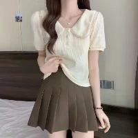 ราคา เสื้อยืดแขนสั้นผู้หญิง พลัสไซส์ คอปกตุ๊กตา สไตล์ฝรั่งเศส ลูกปัด ดีไซน์สวย ทรงสลิมฟิต เหมาะสำหรับสาวอวบ ชุดฤดูร้อน (1731570003311757139)