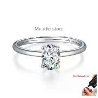 ราคา แหวนแต่งงาน เพชร Moissanite ของแท้ ทองคำขาวหนา 18K ตัดวงรี 1 กะรัต แหวนผู้หญิง Moissanite แท้ (1733545563004831490)