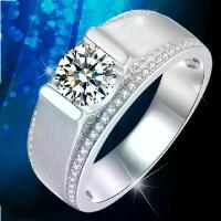 ราคา แหวนผู้ชายเพชรเต็มวง 18K ชุบทองคำขาว แหวนโดดเด่น 2 กะรัตเพชรโมอิสซาไนต์จำลอง แหวนแต่งงาน (1733924010122774391)