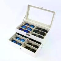 ราคา *พร้อมส่ง*กล่องใส่แว่นตา 12 ช่อง 2ชั้น กล่องแว่นตา กล่องเก็บแว่นตา ที่ใส่แว่นตา(PUหนังสีขาว) ชั้นวางแว่นตา กล่องของขวัญ (1734218816123995365)
