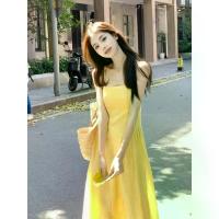 ราคา ชุดเดรสสายเดี่ยวสีเหลือง สวยมาก สำหรับท่องเที่ยวพักผ่อนริมทะเล ประเทศไทย ชุดกระโปรงยาวสไตล์ฝรั่งเศส เก็บเอว สไตล์อ่อนโยน ใส่ช่วงฤดูร้อนสำหรับผู้หญิง (1734299396047471813)