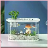 ราคา ตู้ปลา ตู้ปลาทอง เหมาะสำหรับเลี้ยงปลากัด ตู้ปลาพลาสติกใส ตกแต่งตู้ปลา มีกระถางต้นไม้ขนาดเล็ก ขาย (1732831407819622391)