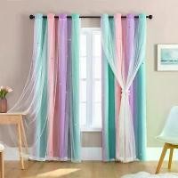 ราคา ผ้าม่านสีชมพูและม่วง, ผ้าม่านกันแสงลายดาวสำหรับห้องเด็ก, ผ้าม่านสไตล์เจ้าหญิงสำหรับห้องนอนเด็กผู้หญิง, ของตกแต่งบ้าน (1734350904627070009)