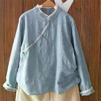 ราคา เสื้อผ้าชาลูกไม้ ศิลปะ สไตล์วินเทจ หัวเข็มขัด ทำจากผ้าฝ้ายลินิน Jacquard เสื้อเชิ้ตแขนยาว สำหรับผู้หญิง เสื้อสวมหัวเซน เสื้อคอปก 2024 Women Clothing ผ้าแก้ว (1731556526589119369)