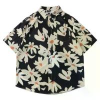 ราคา ขายร้อน เสื้อฮาวายเชิ้ตแขนสั้นลายดอกพื้นดำเกาหลีรุ่นฮิต Premium Korea Hawaii Shirt Style (1733553179811218990)