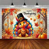 ราคา 2D Flat, 2D Flat Banner, Happy Thanksgiving Cartoon Turkey 8x6 Feet - Colorful Polyester Background for Parties, Gardens, Home & Studio Celebrations, Outdoor Holiday Decor, Photo (1733058862299776719)