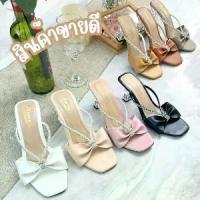 ราคา [พร้อมส่ง] B1031 รองเท้าส้นแก้ว สูง 2.5 นิ้ว หน้าโบว์ เท้าแมนก็ใส่สวย รองเท้า high high จีน รองเท้าขนฟู ไซส์ใหญ่ 41 45 (1734252499115803657)