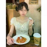 ราคา เสื้อผ้าผู้หญิงพลัสไซส์ MM นูเล็กน้อย สไตล์ฝรั่งเศส เสื้อแต่งลูกไม้ปักหนัก เสื้อเชิ้ตแขนพัฟลายดอกไม้ 3 มิติ แขนสั้น ชุด จีน ประยุกต์ ชุด ล้าน นาประยุกต์ เช่า ชุด ไทย ชุด ไทย เจ้าสาว (17317432420674122