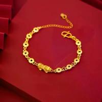 ราคา สร้อยข้อมือเหรียญทองแดง PI Xiu ขนาดเล็ก สไตล์เรโทร สำหรับผู้หญิง ชุบทอง ทำจากเหรียญทองแดง สร้อยข้อมือ PI Xiu (1731286464710935841)