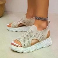 ราคา Knitted Platform Sandals Women Fishbowl Slip On Casual Shoes Lightweight Breathable Plus Size 35-42 (1734084614740542621)