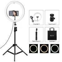 ราคา PULUZ 11.8 inch 30cm Light + 1.1m Tripod Mount Curved Surface USB 3 Modes Dimmable Dual Color Temperature LED Ring Vlogging Video Light Live Broadcast Kits with Phone Clamp(Black) (1729618595528870749