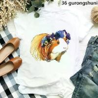 ราคา เสื้อยืดลายการ์ตูนหมูตะเภาน่ารัก สีน้ำ พิมพ์ลายหมูตะเภาทรงกลม แขนสั้น เสื้อยืดผู้หญิง (1733129964824003770)