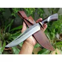 ราคา จัดส่งเฉพาะจุด โบวี่ มีดโบวี่ Pocket Bowie knife มีดเดินป่า มีดแคมป์ ใบ 8” เหล็ก German 4034 ต้านสนิม ด้ามไม้สาธร การ์ดทองเหลืองซองหนัง (1732601783957489470)