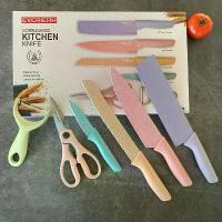 ราคา Super sharp, hot selling Macaron color kitchen stainless steel knife set Wheat straw coating kitchen knife set Stainless steel kitchen knives Ceramic knife set (1733338656372328233)