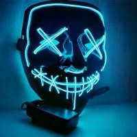 ราคา LED Glowing Black V-shaped Mask Cold Light Halloween Mask Ghost Dance Glowing Mask (1734286955368711447)