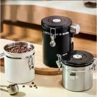 ราคา 304 Stainless Steel Coffee Canister with Spoon Coffee Bean Kitchen Storage Canister Fresh-Keeping Canister Tea Sealed Canisterกล่องกุญแจสแตนเลส (1733737477714707810)