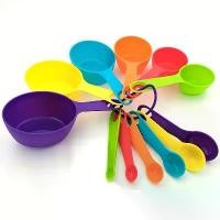ราคา [Essential Kitchen Tools] 12-Piece Set, Plastic Measuring Cups and Spoons | Assorted Colors, for Flour, Milk, Powder, Coffee, Baking & Cooking, Essential Kitchen Tools for Home Use (173342447382354512