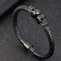 ราคา สร้อยข้อมือหนังถัก, เครื่องประดับผู้ชาย, สร้อยข้อมือสแตนเลส, สร้อยข้อมือหัวกะโหลกสุดเท่, สำหรับผู้ชาย, สร้อยข้อมือ (1731946653100313567)