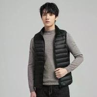 ราคา Uniqlo Style Men's Down Vest Lightweight White Duck Down Warm Vest Solid Color Stand Collar Vest Waistcoat Down Jacket (1733355588554294515)