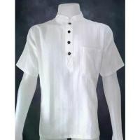 ราคา เสื้อผ้าฝ้าย ผ้าพื้นเมือง (Dobby) คอจีน กระดุมกะลา 4 เม็ด สีขาว แขนสั้น vintage tshirts 90s พ่อค้า เสื้อ วินเทจ วัยรุ่น แถม ปุ๋ย มือสอง ถูก แตะ ดี (1733041219392145366)