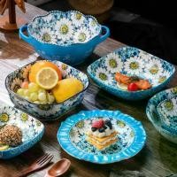 ราคา HongDian ชุดภาชนะเซรามิกลายดอกเดซี่สีน้ำเงิน ผลิตจากporcelain และceramic plate bowl ทนความร้อนสูง ใช้กับไมโครเวฟ เตาอบ เครื่องล้างจาน และตู้ฆ่าเชื้อได้ ปลอดภัยไม่เป็นพิษ ปราศจากส (1732997210880509051)