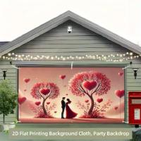 ราคา 2D Backdrop Banner 1pc, Romantic Couple Hugging Under Heart Trees Garage Polyester Background Cloth, 398.78X180.34cm, for Home, Outdoor, Garden, Garage, Holiday Party Background Decor, No El (17340810