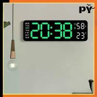 ราคา [พร้อมส่ง] 【Yp】Digital Wall Clock, Digital Clock, Led Digital Clock Wall Clock, Wall-Mounted, with Led Backlight, Displays Date and Temperature, Large Size, with Tea Light. (1733164495787362053)