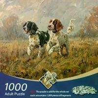 ราคา Smart Watch 1000 Pieces Puzzle - Classic Style Animal Theme - English Springer Spaniel in the Field - Decorate Bedroom - Elegant Country Dog Print Challenge DIY Intelligence Game (1733899638383871547)