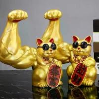 ราคา Fortune Cat with Unicorn Arms, Giant Arm Muscle Creative Gift for Opening, Front Desk, Home Living Room Decoration Ornament (1733945809718052197)