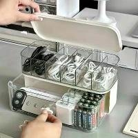 ราคา Dual-Layer Transparent Cable Organizer Box with Hinged Lid - Durable PP Material for Desk & Drawer Organization - Rectangular Design for Easy Access & Visibility, Cable Managemen (1733757078899688634)
