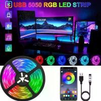 ราคา [COD] Bluetooth Led Strip Lights Rgb 5050 Tv Backlight Dimmable Led Tape Light Music Sync Led Lighting Strips Smart Led Strip 5v Usb (1733484098820081102)