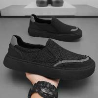 ราคา Men's Shoes Summer Slip-On Shoes Men's Deodorant Black Mesh Panel Shoes Men's Sports Casual Old Beijing Cloth Shoes sneakers thailand (1733737629179741687)