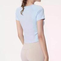 ราคา Lulu New Yoga Sports Short Sleeve Mesh Panel Loose Breathable Fabric Comfortable Fitness Top 1319 (1734444345923634833)