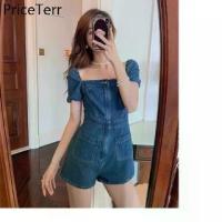 ราคา ✿พัฟแขนกุดคอเหลี่ยม jumpsuit ยีนส์♡ (1733801732416046162)