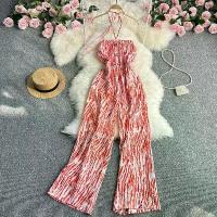 ราคา Summer New Korean Retro Style Gradient Halter Neck Jumpsuit for Women Slimming Strapless Straight Wide-Leg Pants (1733842965574485133)