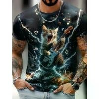 ราคา เสื้อยืด ลายฉลามแมวเพลงสุดเท่ สำหรับผู้ชาย กีตาร์ สเก็ตบอร์ด เสื้อยืดพิมพ์ลาย 3 มิติ เสื้อคอกลมแขนสั้นลำลอง เสื้อยืดสตรีท (1732266159823489367)
