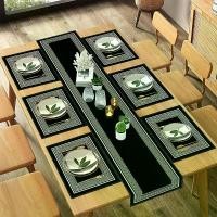 ราคา 5pcs Linen Sets/7pcs Linen Sets Table Scarves and Table Flags, Geometric Greek Key Design Tablecloth, Black Rectangular Table Decorations, Seasonal Kitchen Table Decorations, Sui (1734594433688700710)