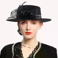 ราคา [COD] Retro Felt Fedora Fancy Hat Flat Wide Brim Designer Pork Pie Hat Homburg Hair Bow Hat Daily Wear for Men Women (1733025810512906146)