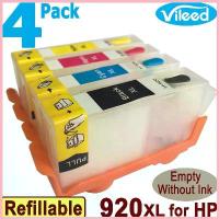 ราคา [สต็อกประเทศไทย]4 Pack 920XL Refillable Empty Print Cartridge Compatible for HP Officejet 6000 7500A color Printer COD (1732850925027165922)