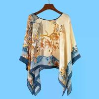 ราคา Women's Bohemian Floral Print Shawl Cover-Up - Lightweight Beach Towel Wrap with Round Neck & Short Front/ Back Design, Machine Washable All-Season Casual Top for Poolside & Outd (1734432323326543408)
