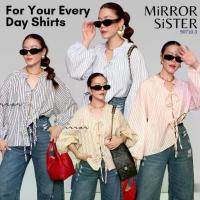 ราคา ️••Mirrorsister’s Bowery Stripe Shirt•• เสื้อเชิ้ตผูกโบว์ลายทาง แขนพองทรงBalloon ผูกโบว์ด้านหน้าเพิ่มลูกเล่น ปรับลุคได้ (1734305201852155089)