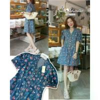 ราคา Jeans Floral Balloon Sleeve Dress Shirt (1733753434058032440)