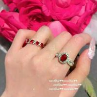 ราคา Luxury High-End Jewelry Synthetic Gemstone Wine Stained Rose Egg-Shaped Gemstone Ring Farah 18K Gold Plated Rouge Magenta Zircon Wrapped Ring Stacking Wear Real Item Very Beautiful (173318918338304529