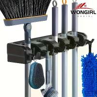ราคา 1pc Broom Holder, Wall Mounted Garden Tool Organizer, Home Laundry Room, Closet, Shed, Garage Organization And Storage Utility Rack, 5 Slots & 6 Hooks (1733757150216488681)